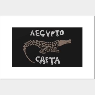 Egyptian Crocodile From an ancient Roman Coins "Egypt is Captured'" in Latin Posters and Art